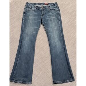 Y2K Express Eva Low Rise Bootcut Jeans Medium Wash Blue Denim Size 6 A3 07